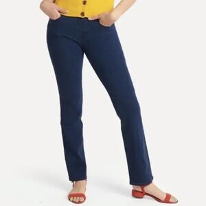 Betabrand Jeans Women Large Petite Straight Denim Blue Stretch High Rise B25